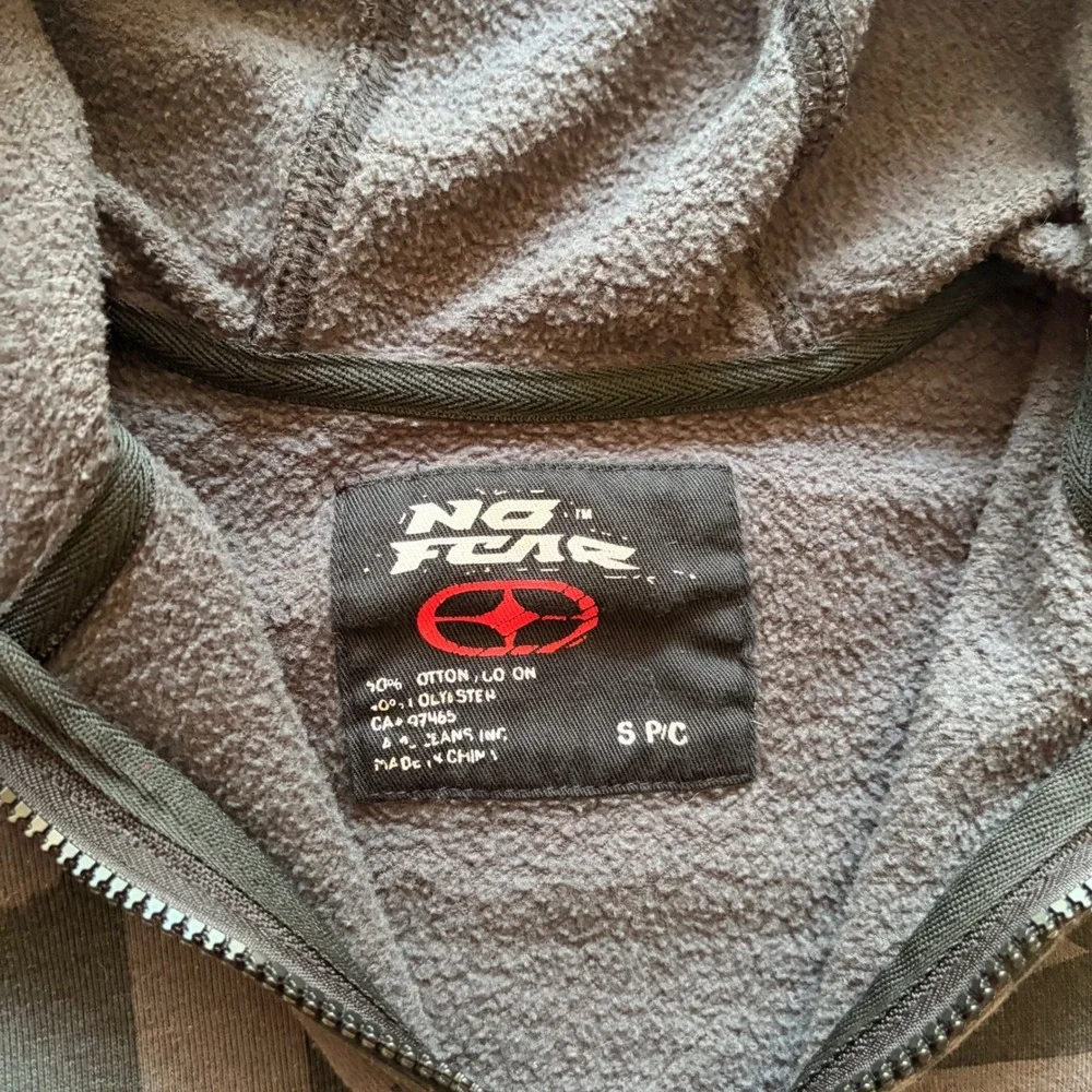 No Fear Boys Full Zip Monster Face Mask Hoodie S Gray Camo Skater Sweatshirt